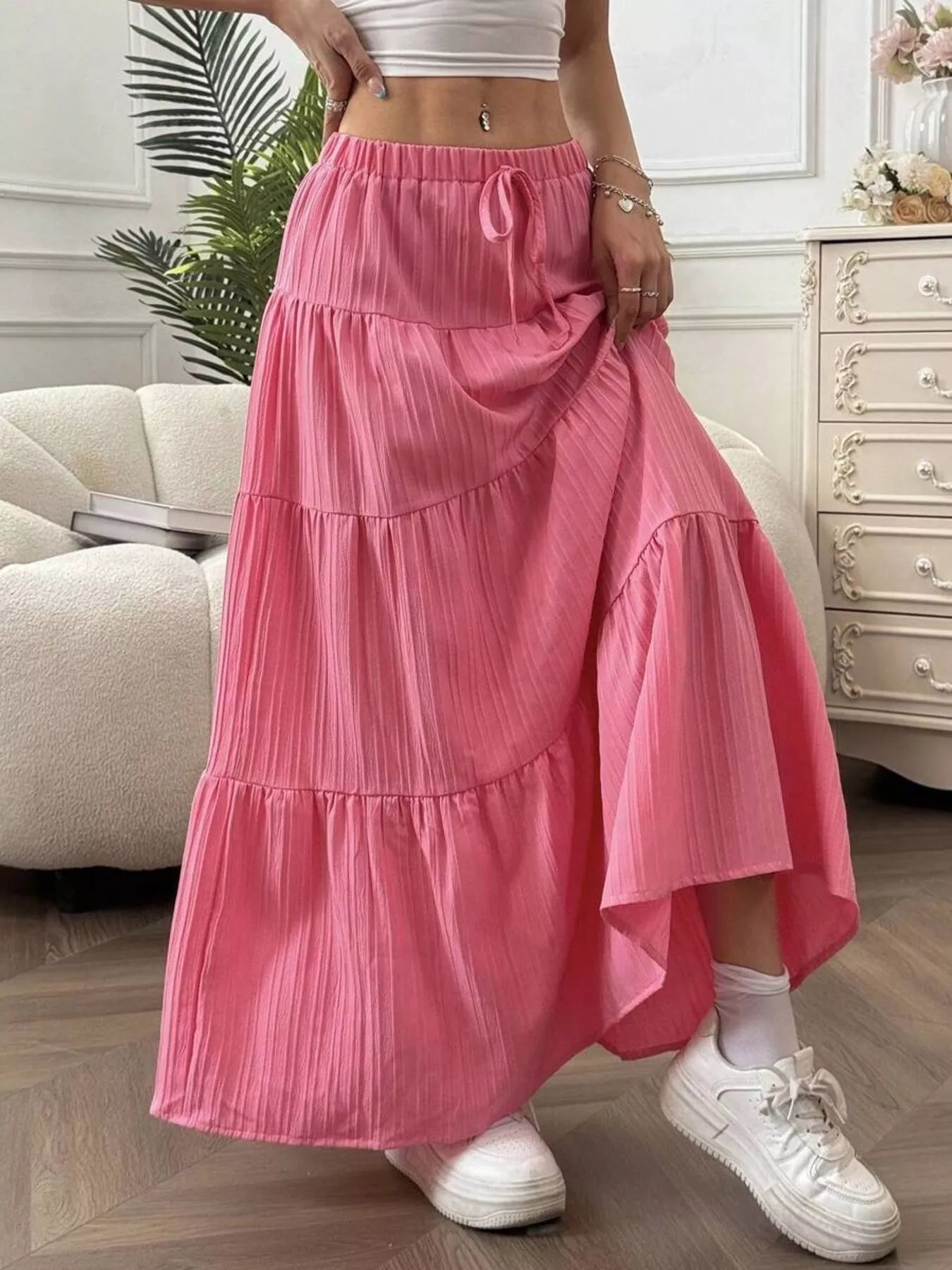 Flowy Tiered Maxi Skirt - cas7m