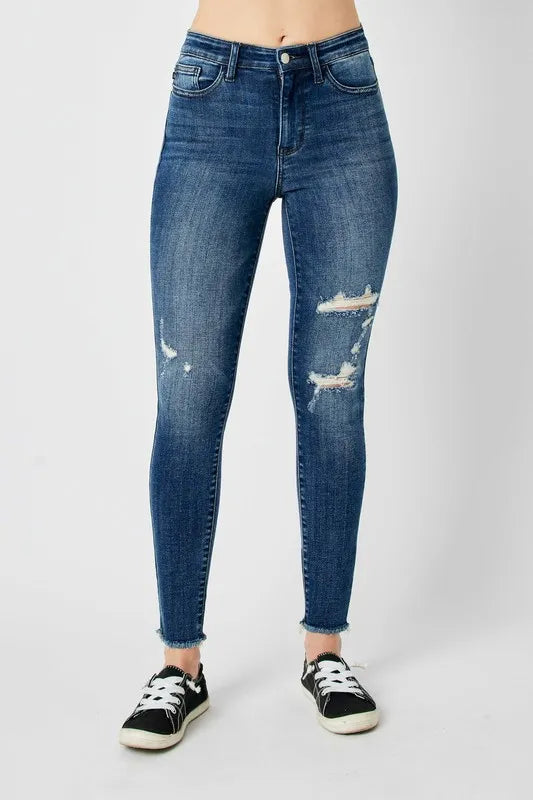 Judy Blue Full Size  High Waist Distressed Skinny Jeans - cas7m