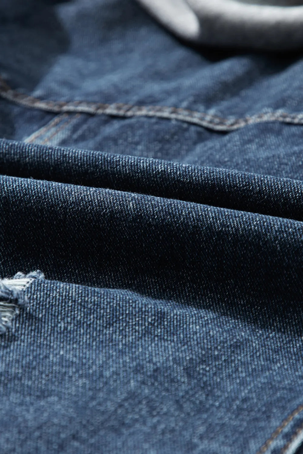 Fake Two-Piece Hooded Zip-Up Denim Jacket - cas7m