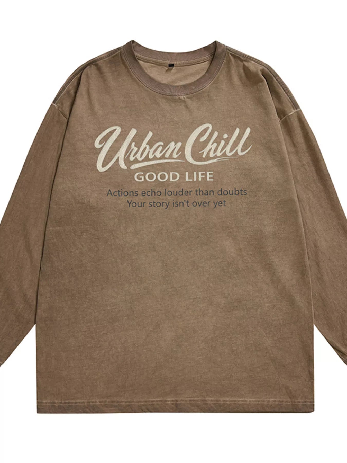 Men's Plus Size Letter Graphic Long Sleeve T-Shirt - cas7m