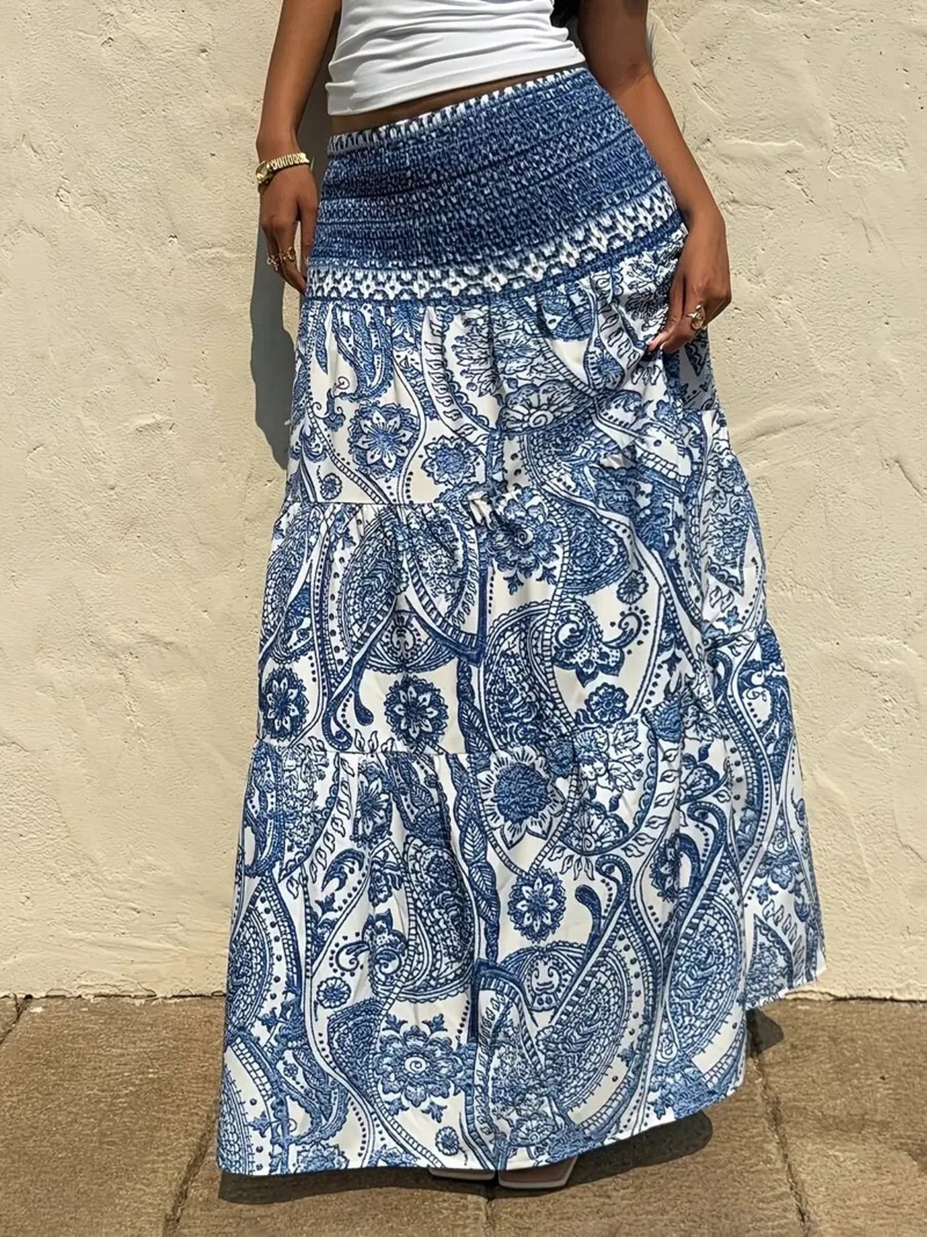 Paisley Print Maxi Skirt - cas7m