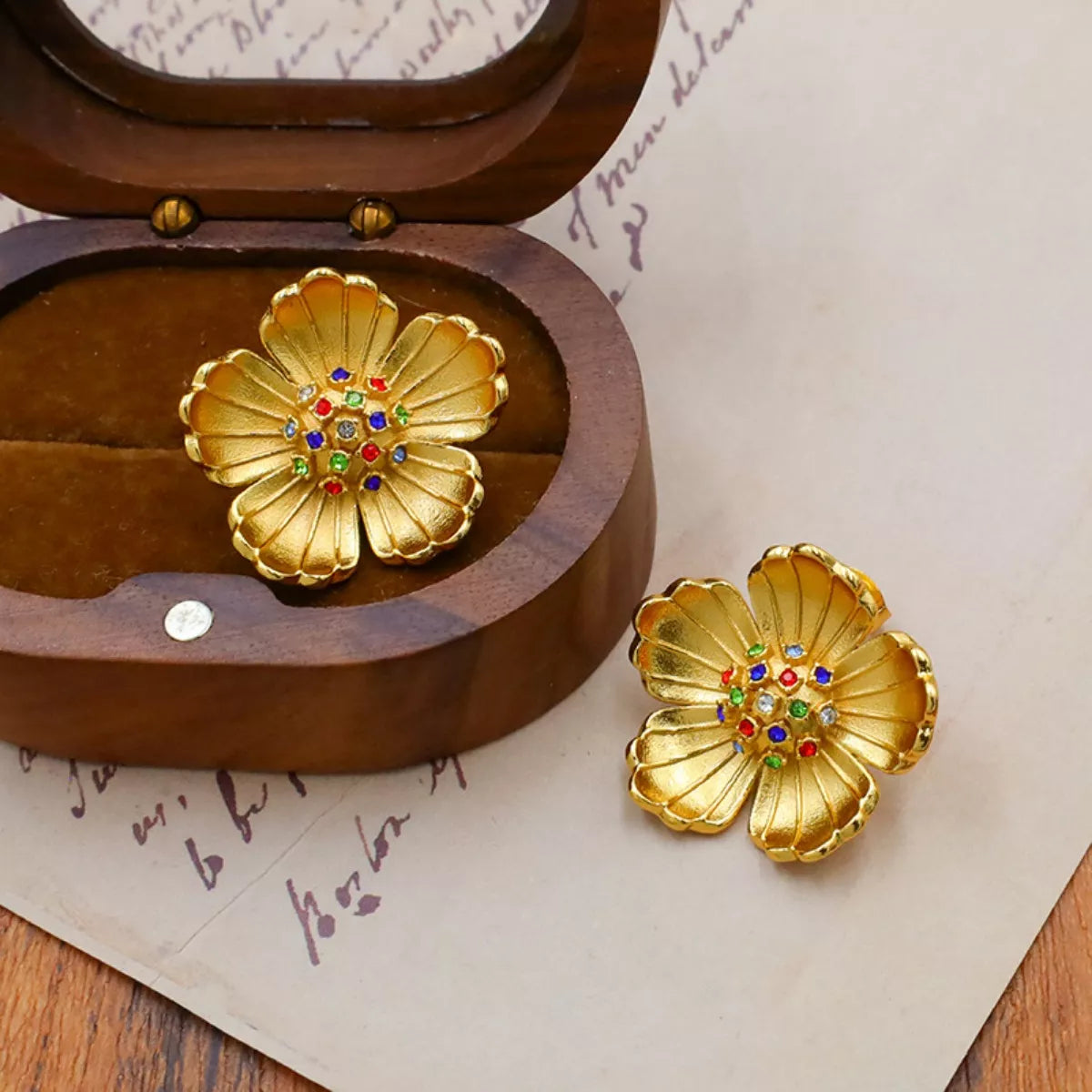 18K Gold-Plated Flower Earrings - cas7m