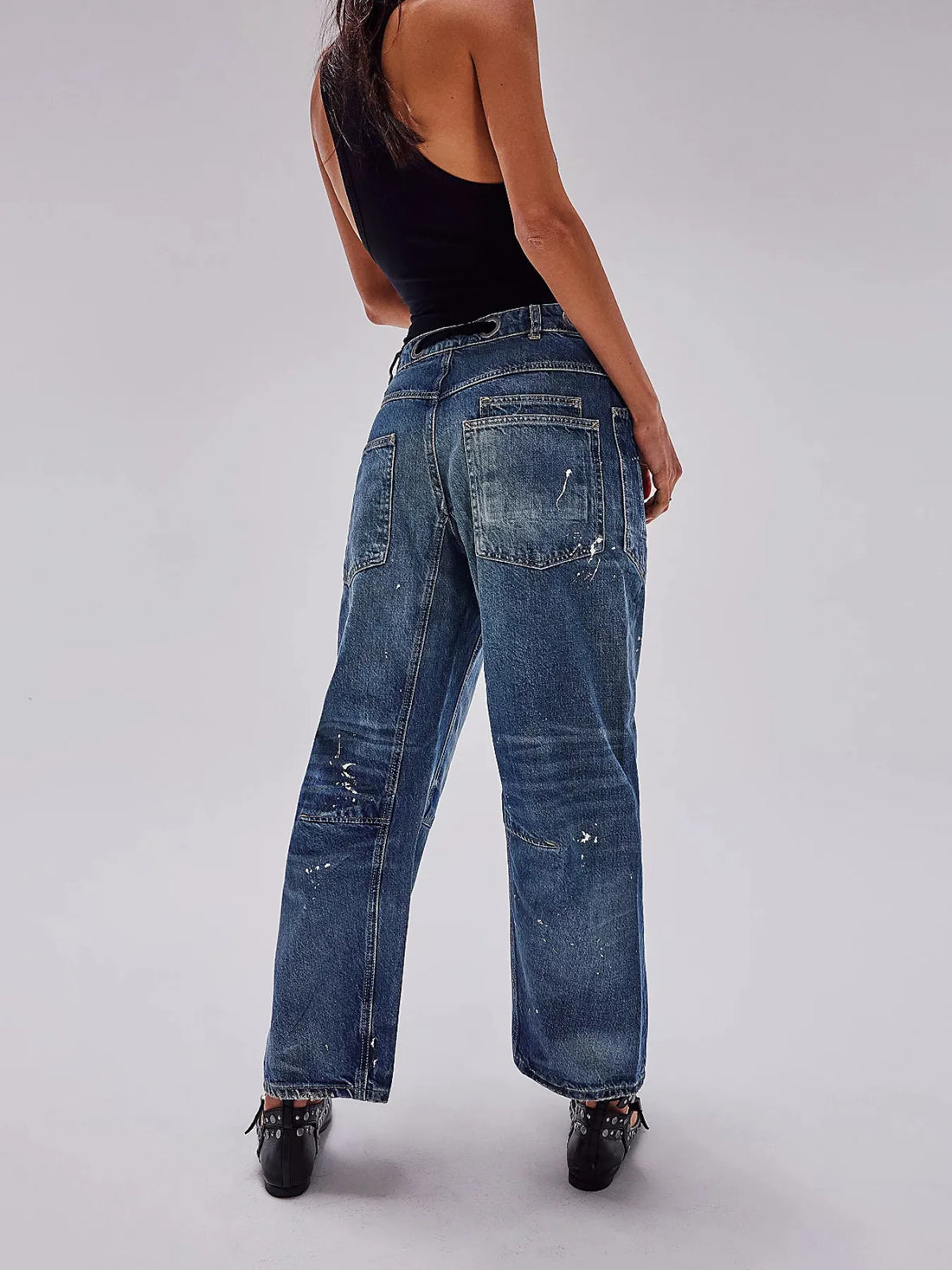 Washed Wide Leg Jeans - cas7m