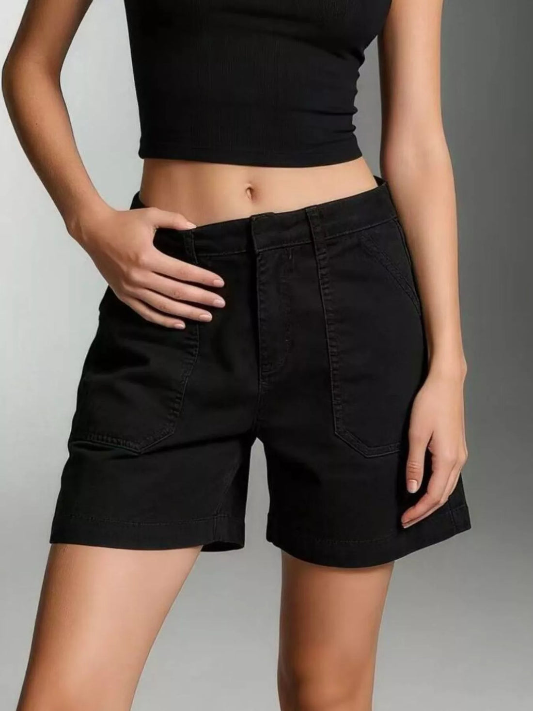 Pocketed Denim Shorts - cas7m