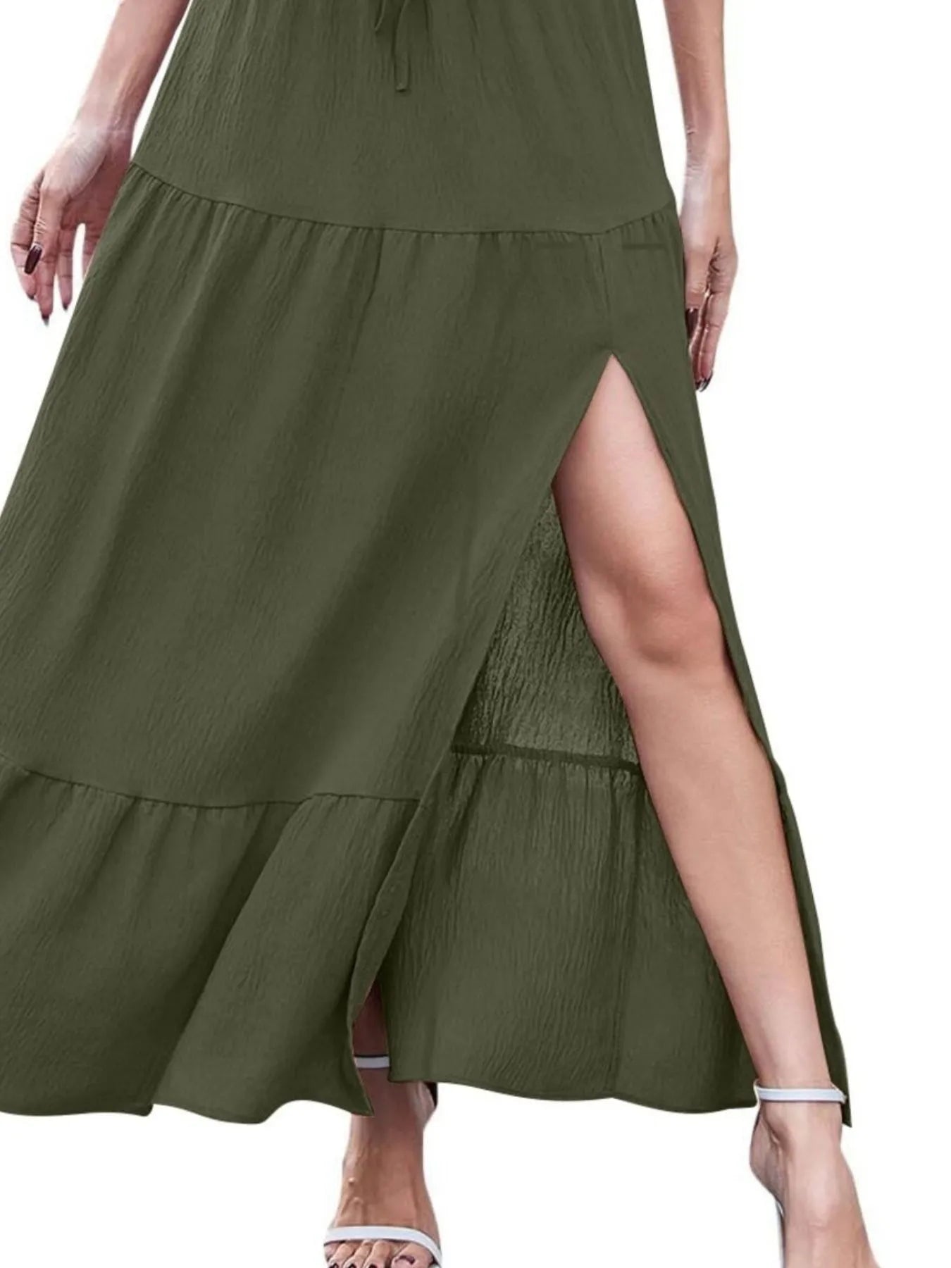 Full Size Slit Maxi Skirt Plus Size - cas7m