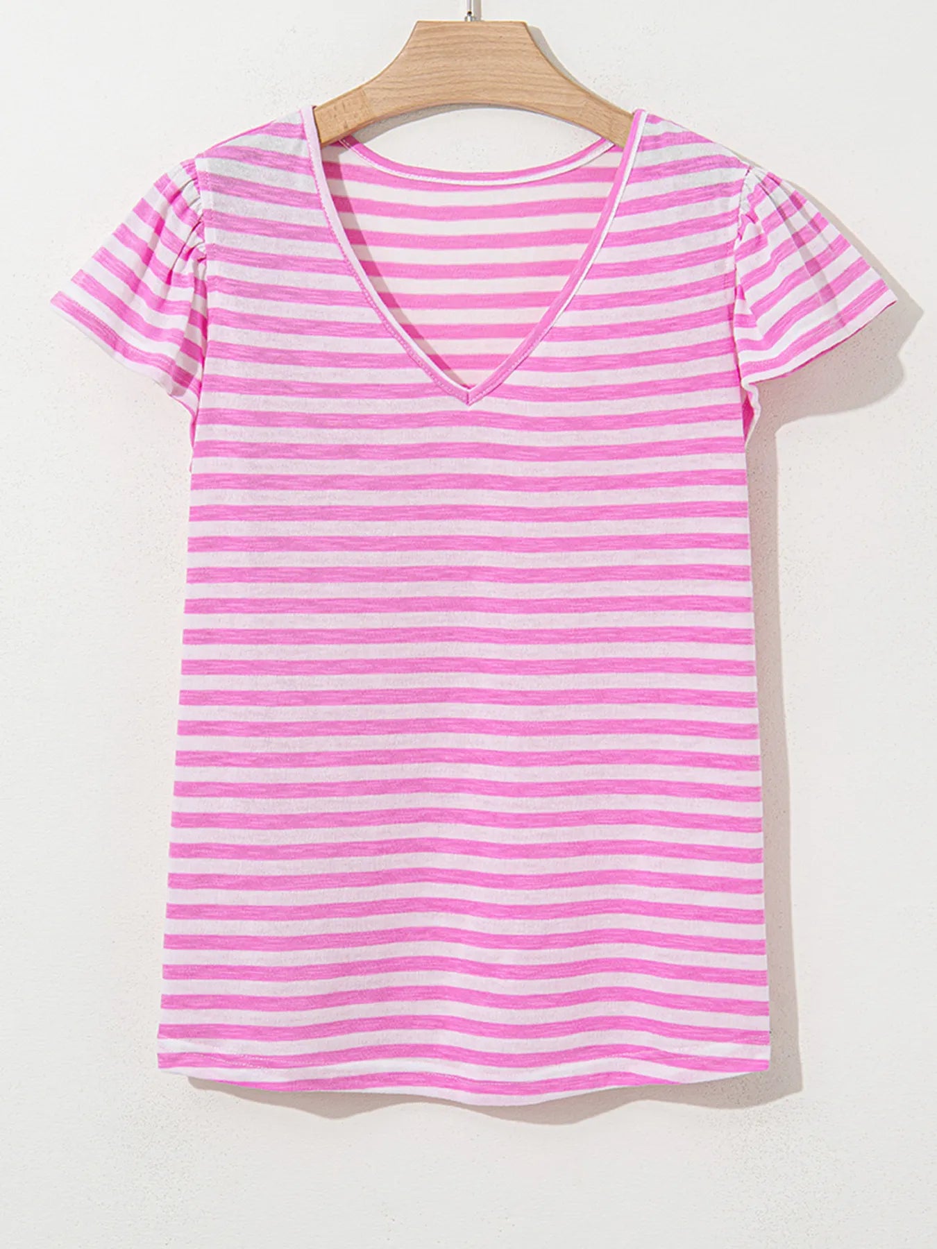 Striped V-Neck T-Shirt - cas7m