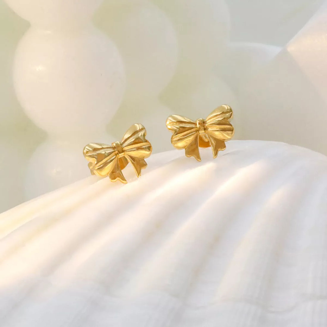 18K Gold-Plated Bow Earrings - cas7m
