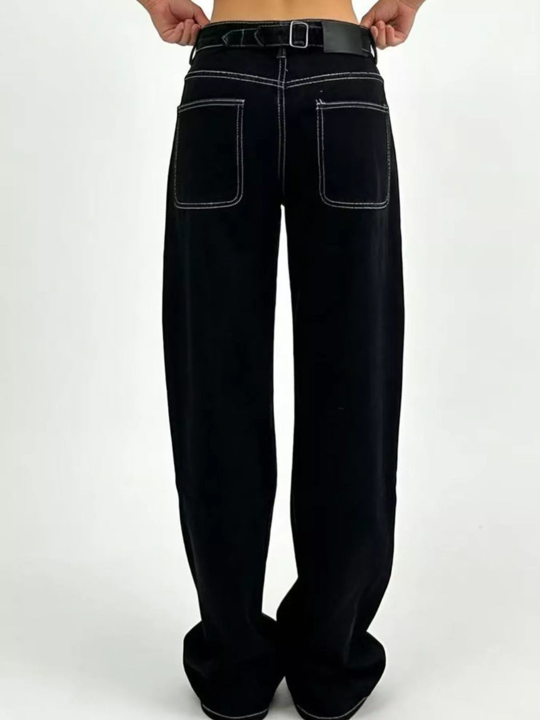 Wide Leg Washed Jeans - cas7m