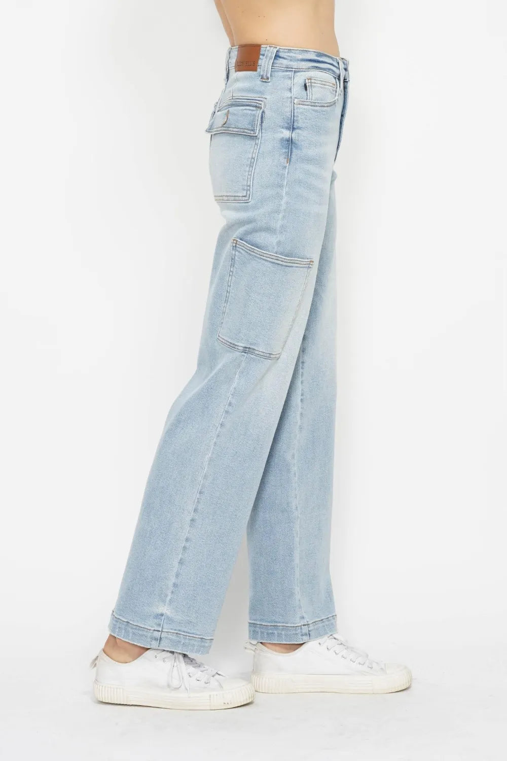 High Waist Cargo Pocket Jeans – Stylish Utility Fit - cas7m