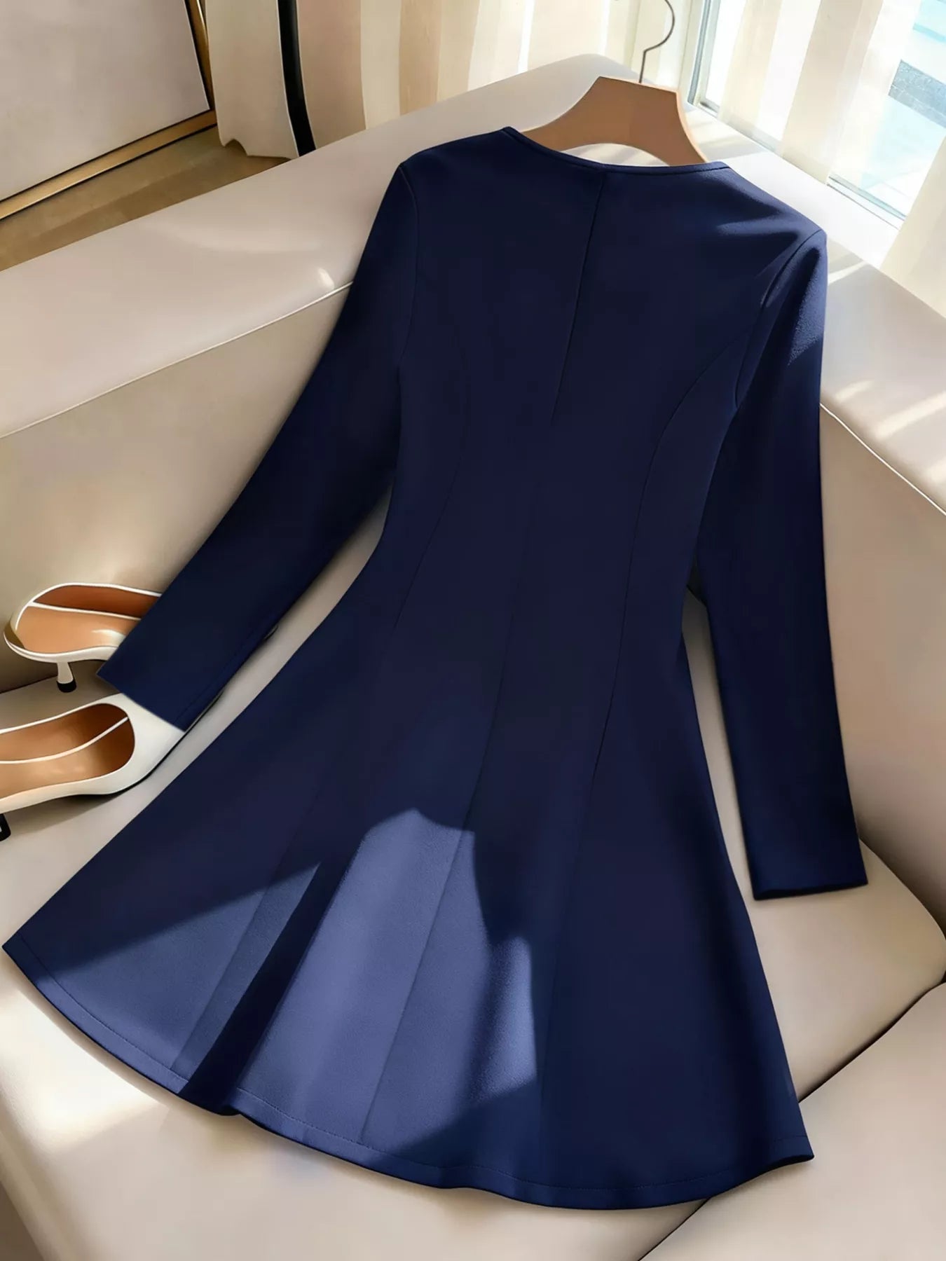 Button-Front A-Line Dress - cas7m