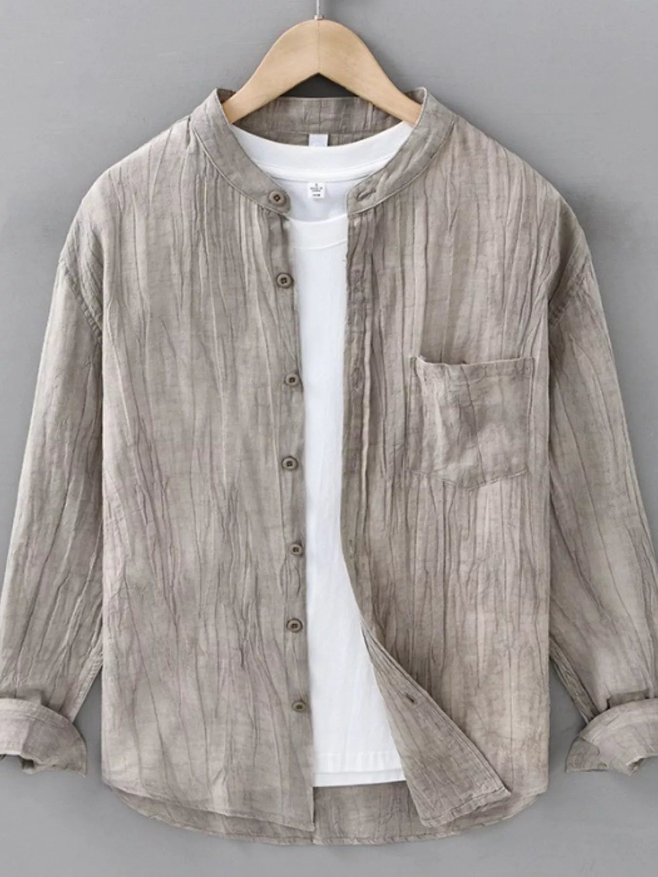 Men's Plus Size Button Up Long Sleeve Shirt - cas7m