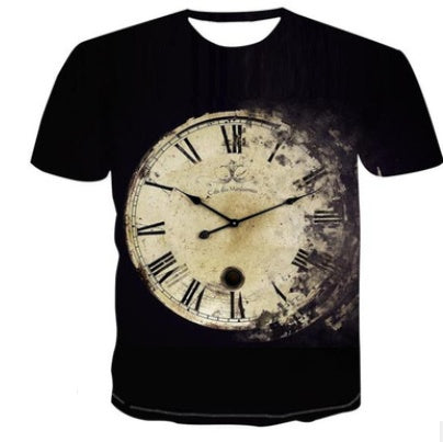 Trend 3D Printed Loose Collarless T-Shirt - cas7m