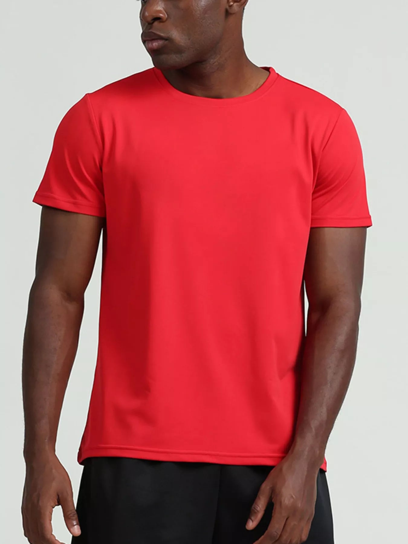 Men's Plus Size Solid Color Round Neck T-Shirt - cas7m