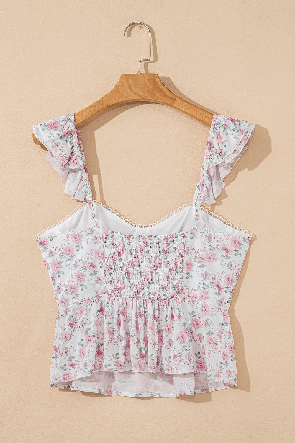 Floral Flutter Peplum Tank Top - cas7m