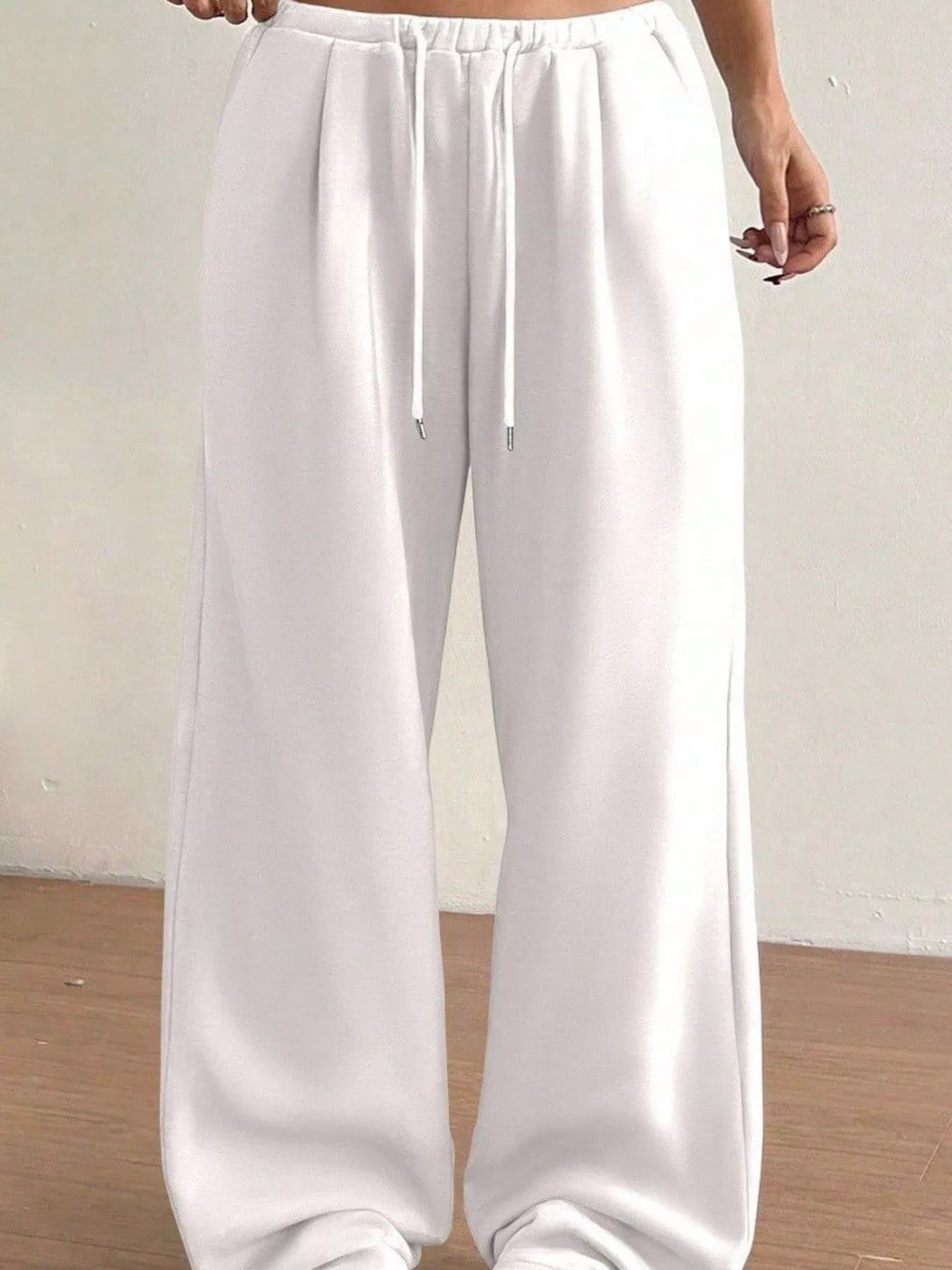 Casual Drawstring High Waist Wide Leg Sweatpants - cas7m