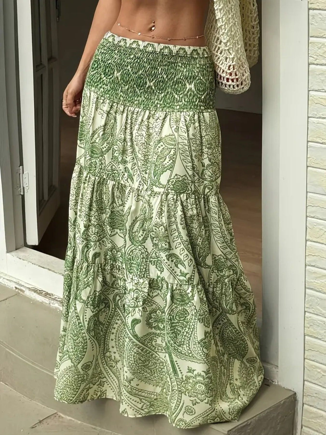 Paisley Print Maxi Skirt - cas7m