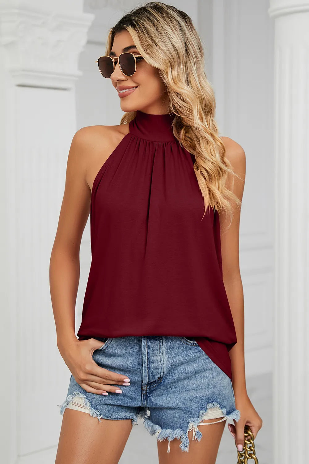 Tied Grecian Neck Tank - cas7m