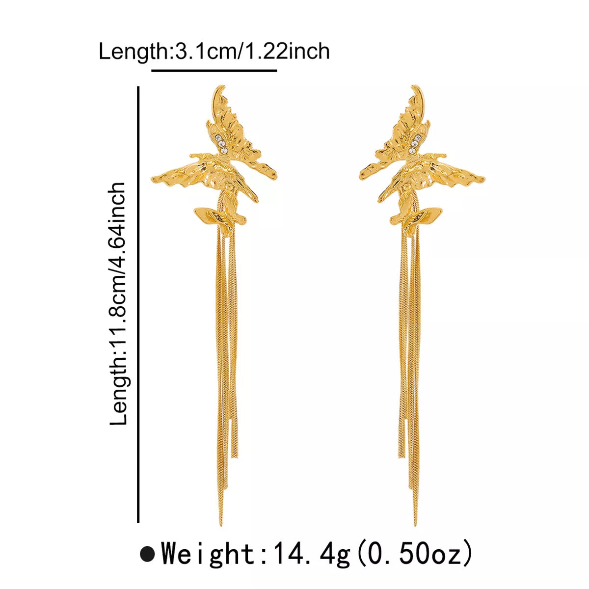 Butterfly Fringe Dangle Earrings - cas7m