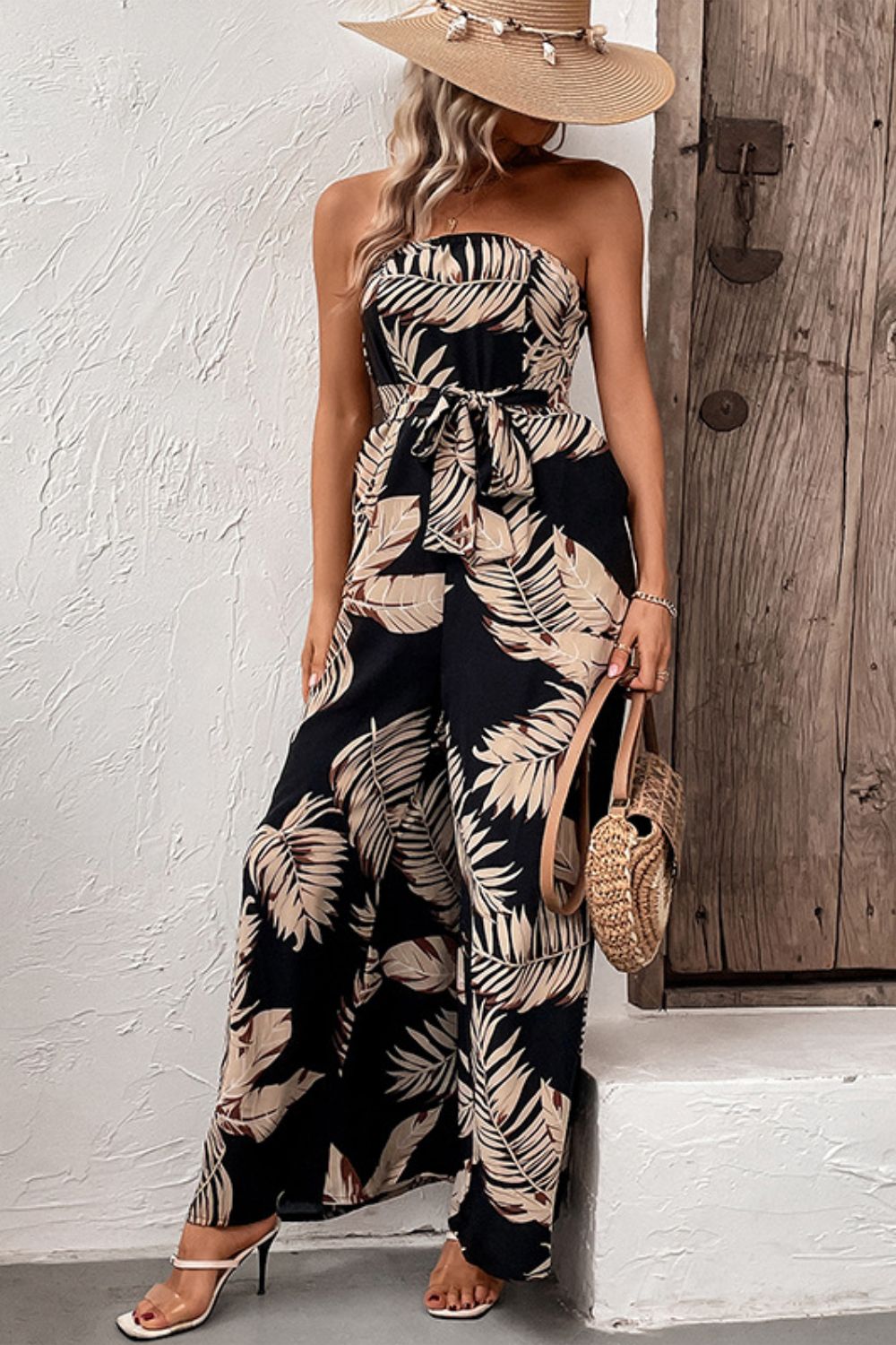 Chic Urban Printed Sleeveless Belted Maxi Dress - Polyester - cas7m
