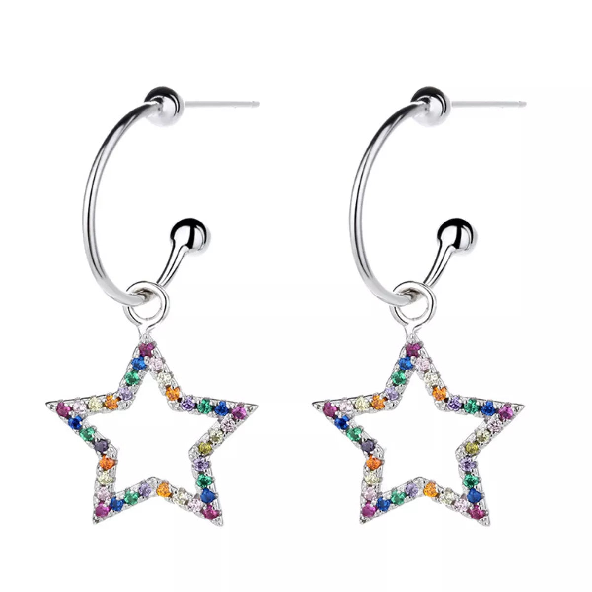 Star C-Hoop Dangle Earrings - cas7m