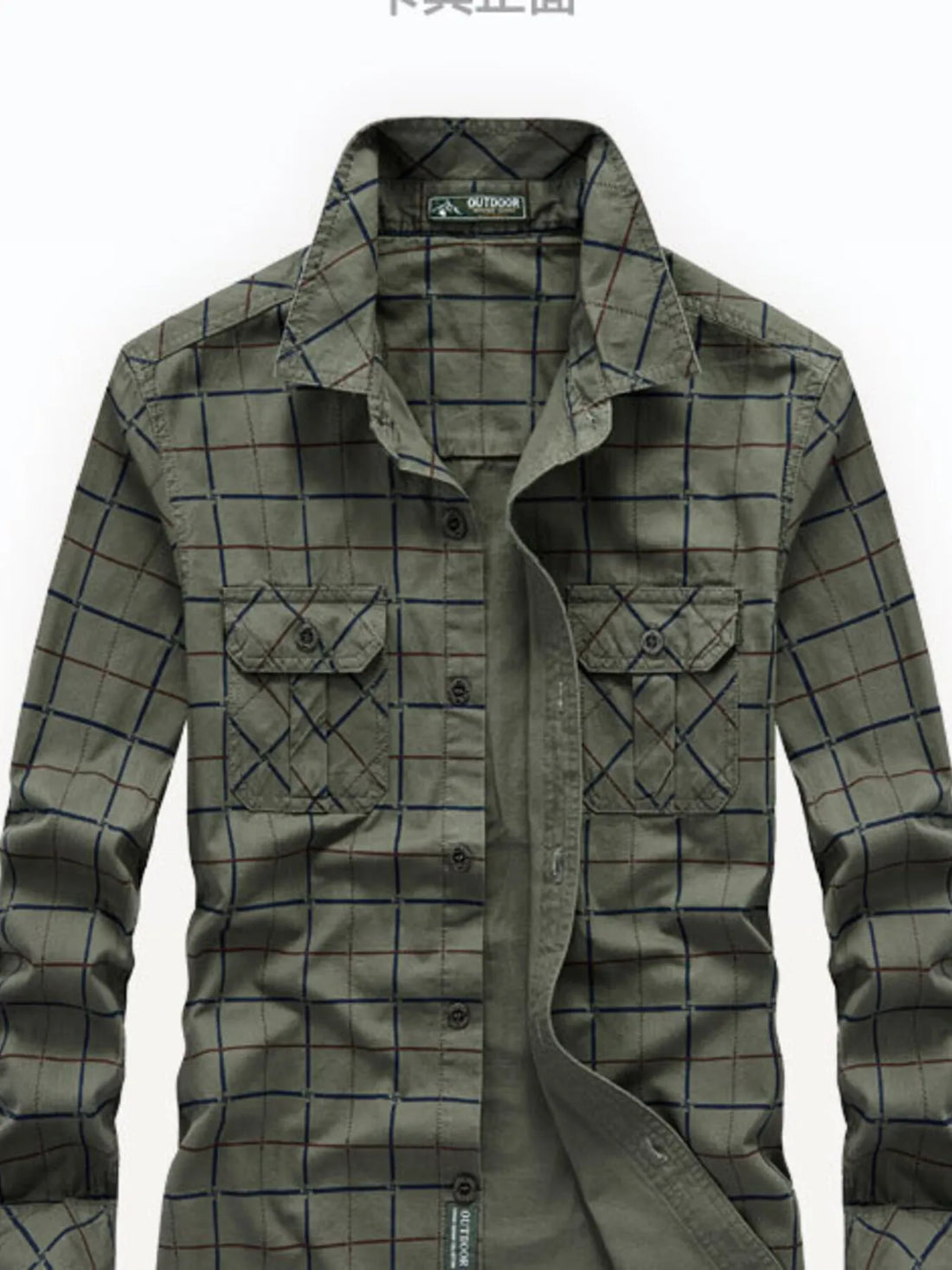 Men's Plus Size Casual Plaid Long Sleeve Shirt - cas7m