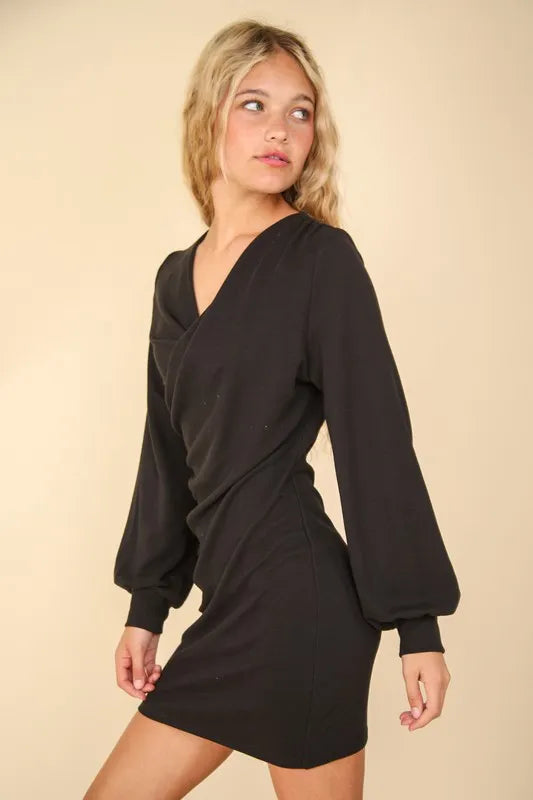 VERY J Ruched Detail Bodycon Mini Dress - cas7m
