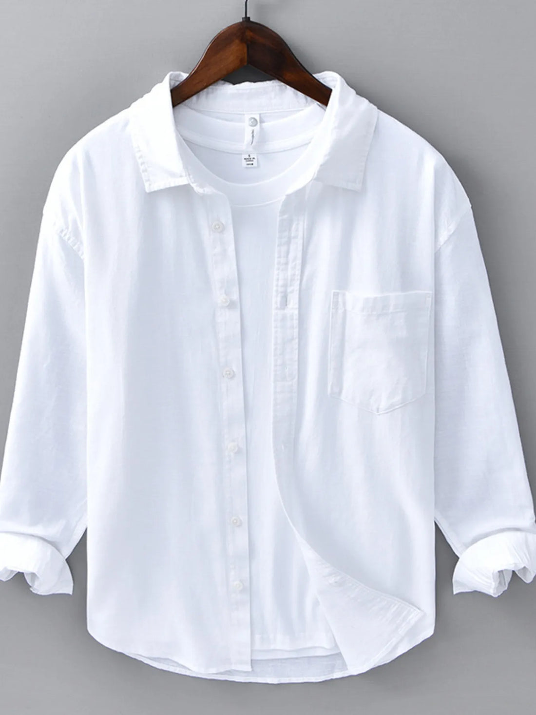 Men's Plus Size Button Up Long Sleeve Shirt - cas7m