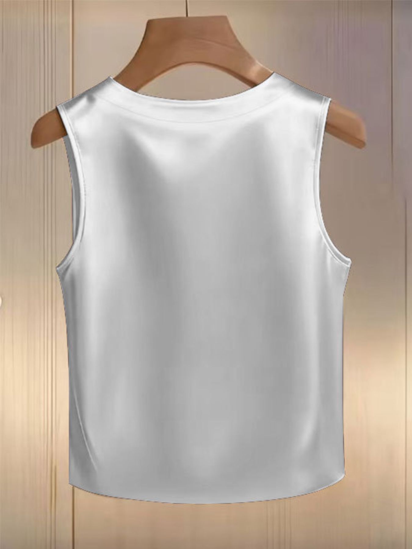 Pearl Embellished Satin Tank Top - cas7m