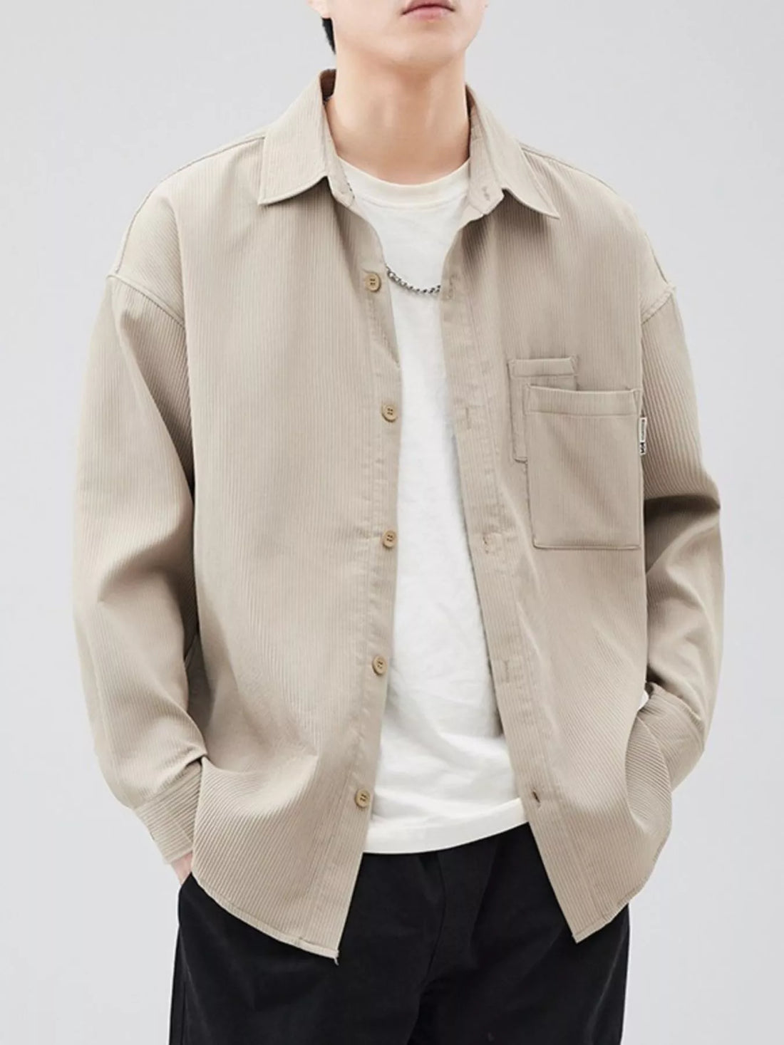 Men's Plus Size Button Down Long Sleeve Shirt - cas7m
