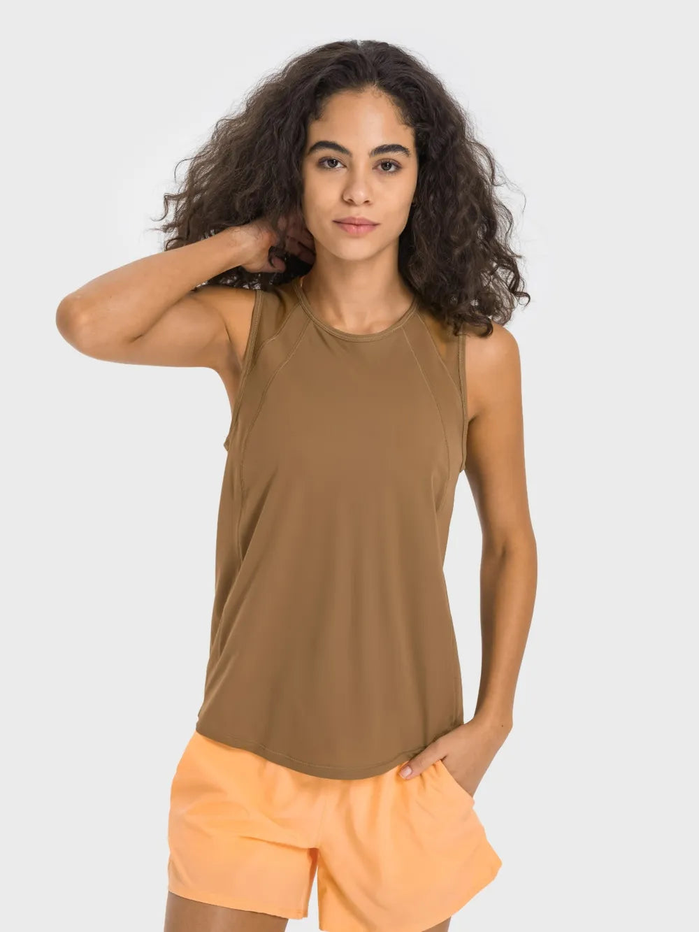 Millennia Cutout Back Round Neck Active Tank - cas7m