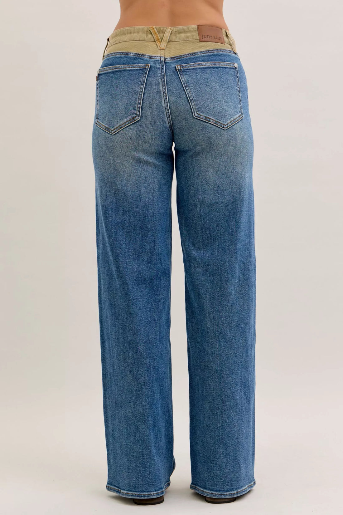 Judy Blue MR Column Straight Jeans with Corduroy Waist - cas7m