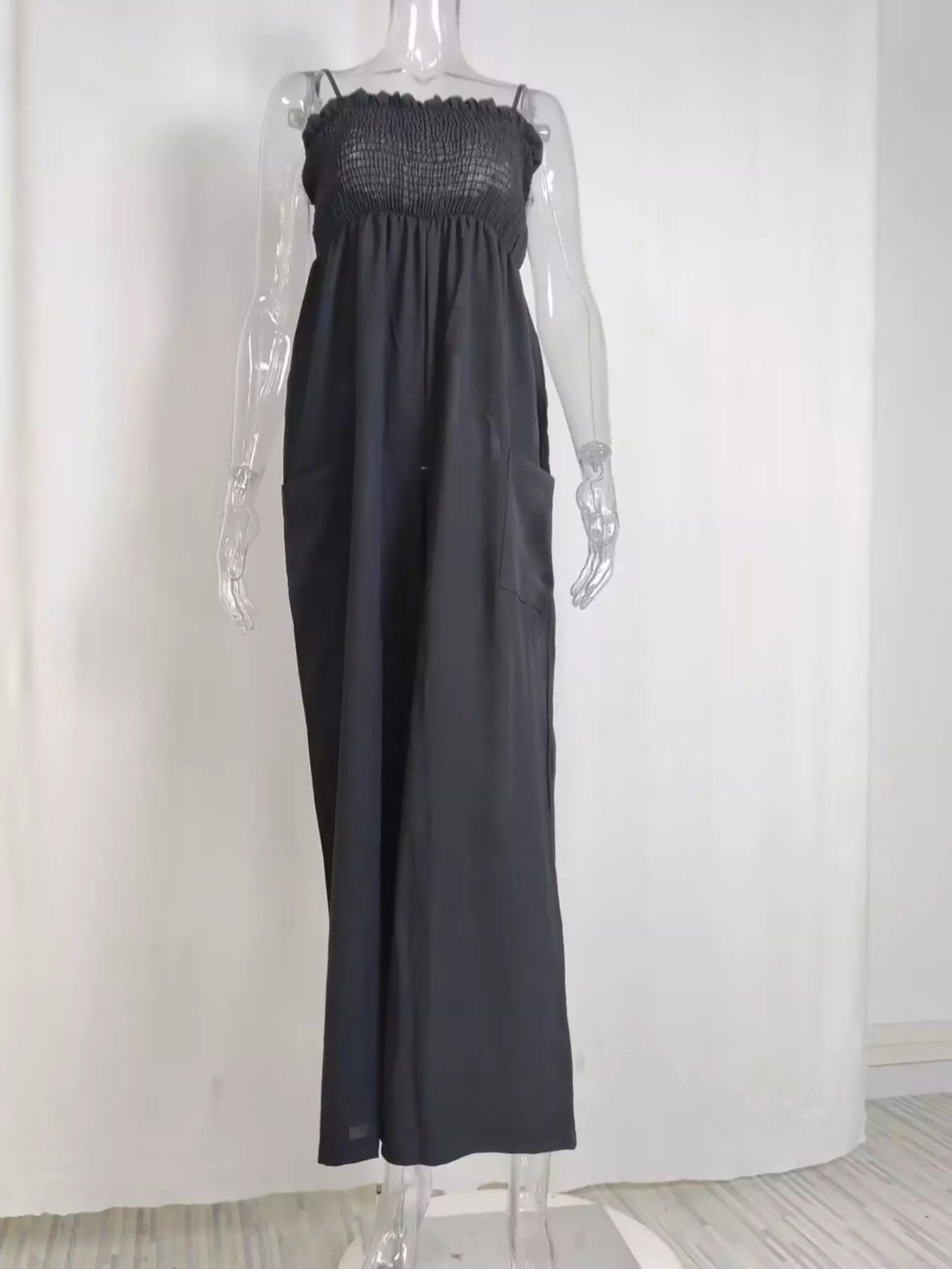 Smocked Wide Leg Jumpsuit - cas7m