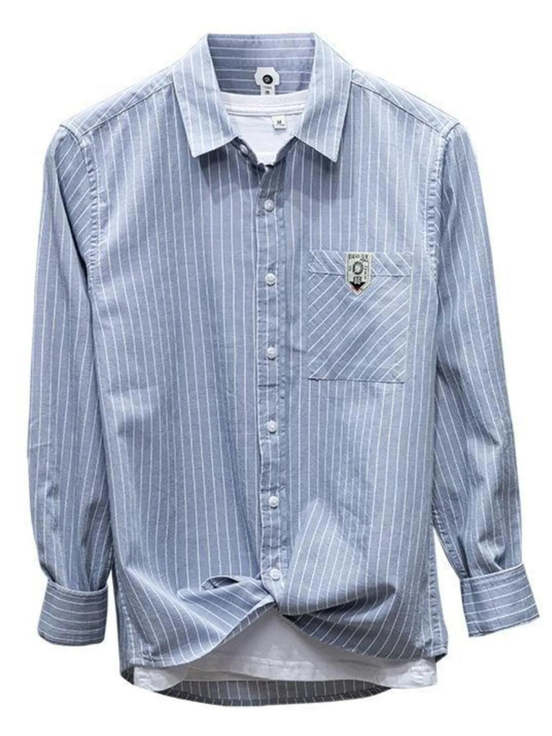 Men's Plus Size Striped Button Up Long Sleeve Shirt - cas7m