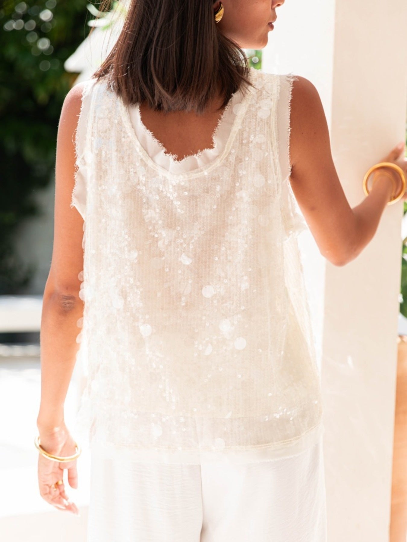 Sequin Round Neck Tank - cas7m
