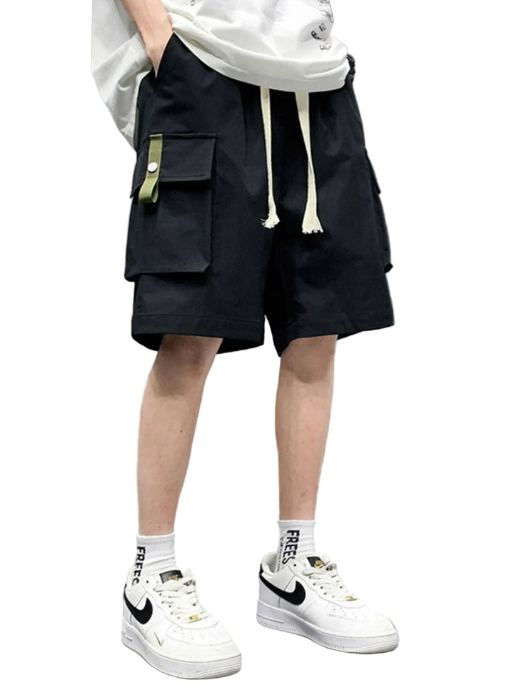 Men's Plus Size Casual Cargo Shorts with Drawstring - cas7m