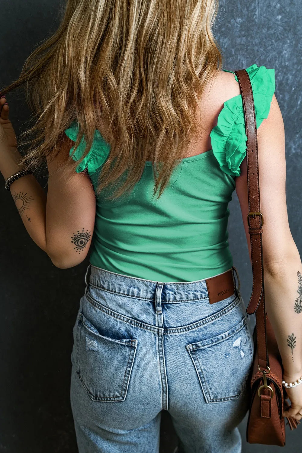 Ruffled Round Neck Tank - cas7m