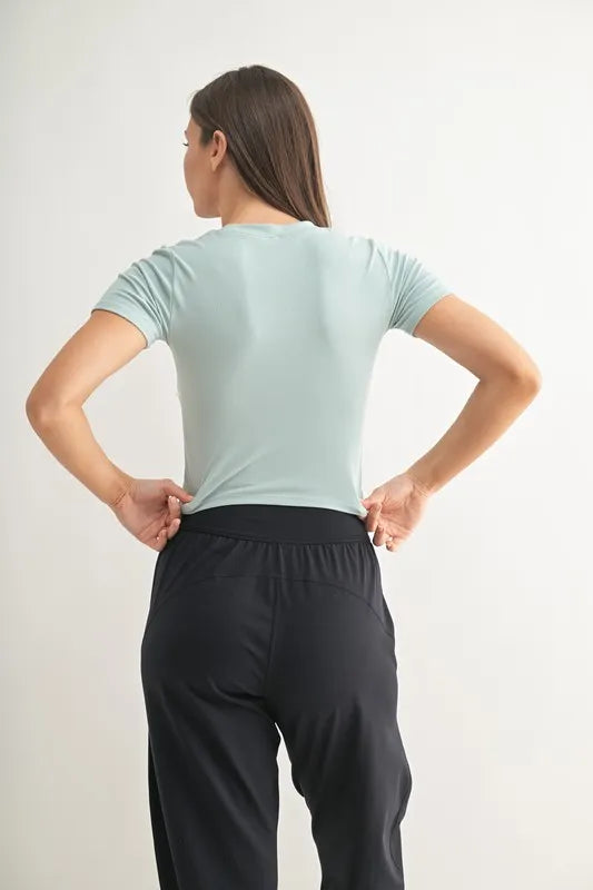 MONO B Essential Micro-ribbed Cropped Athleisure Tee - cas7m