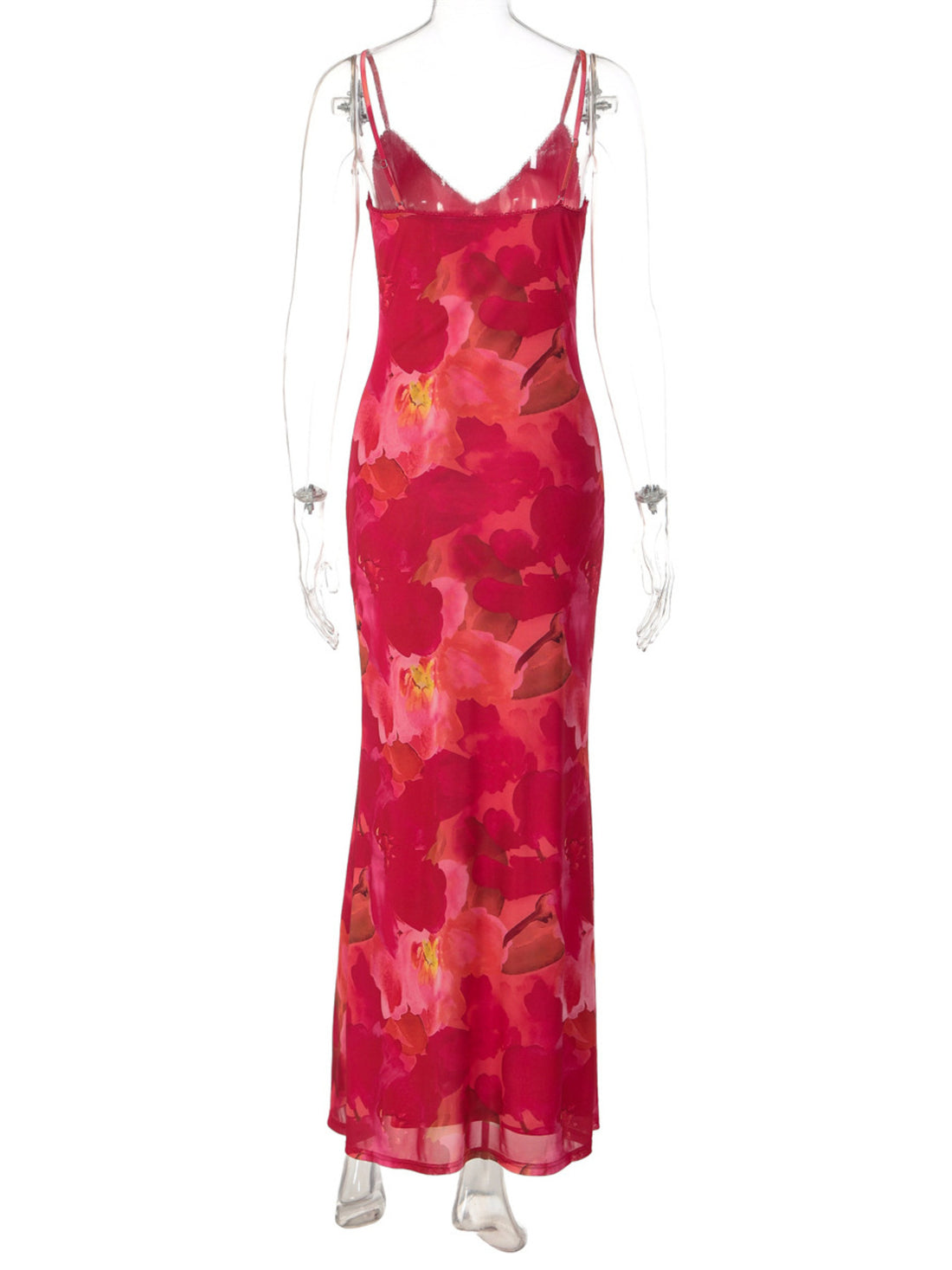 Floral Print Spaghetti Strap Bodycon Maxi Dress - cas7m