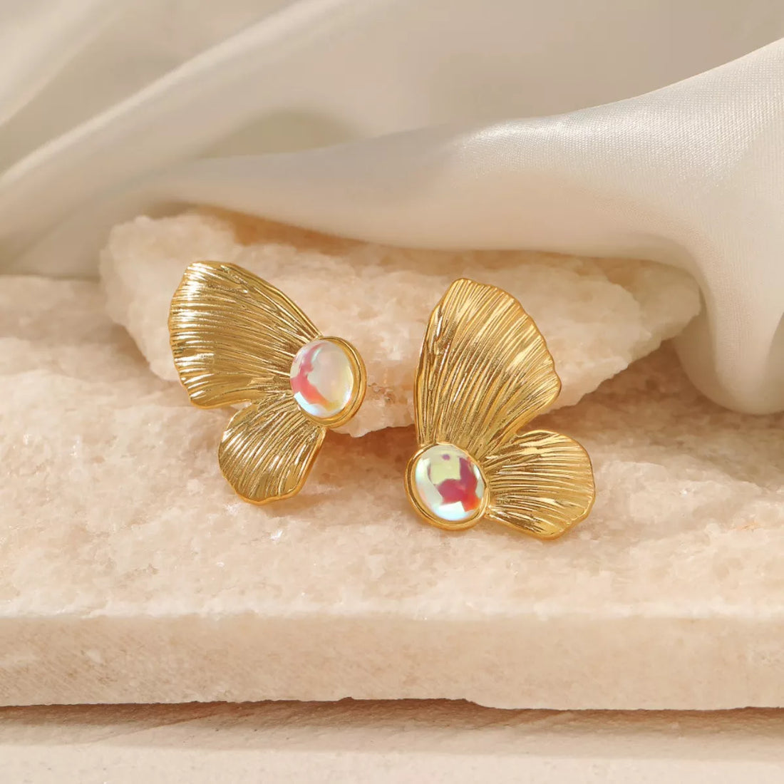 18K Gold-Plated  Butterfly Wing Earrings - cas7m