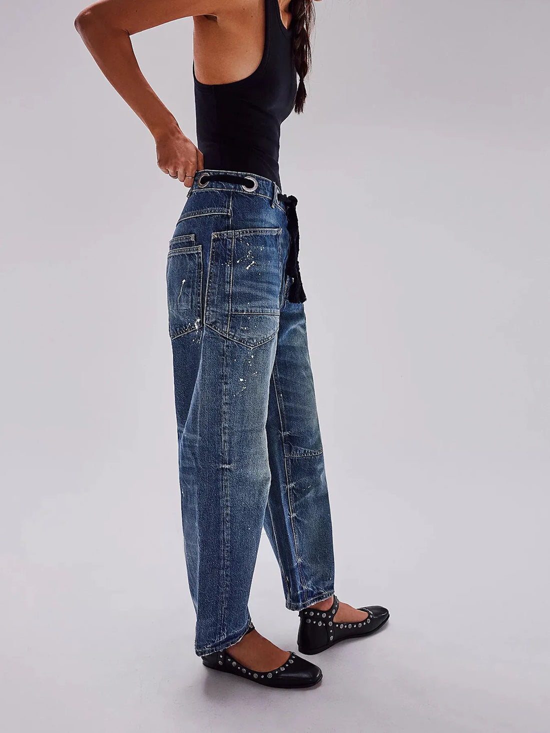 Washed Wide Leg Jeans - cas7m