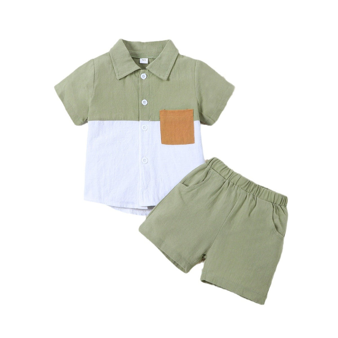Boys' Summer Cotton And Linen Casual Short-sleeved Shirt And Shorts Suit - cas7m