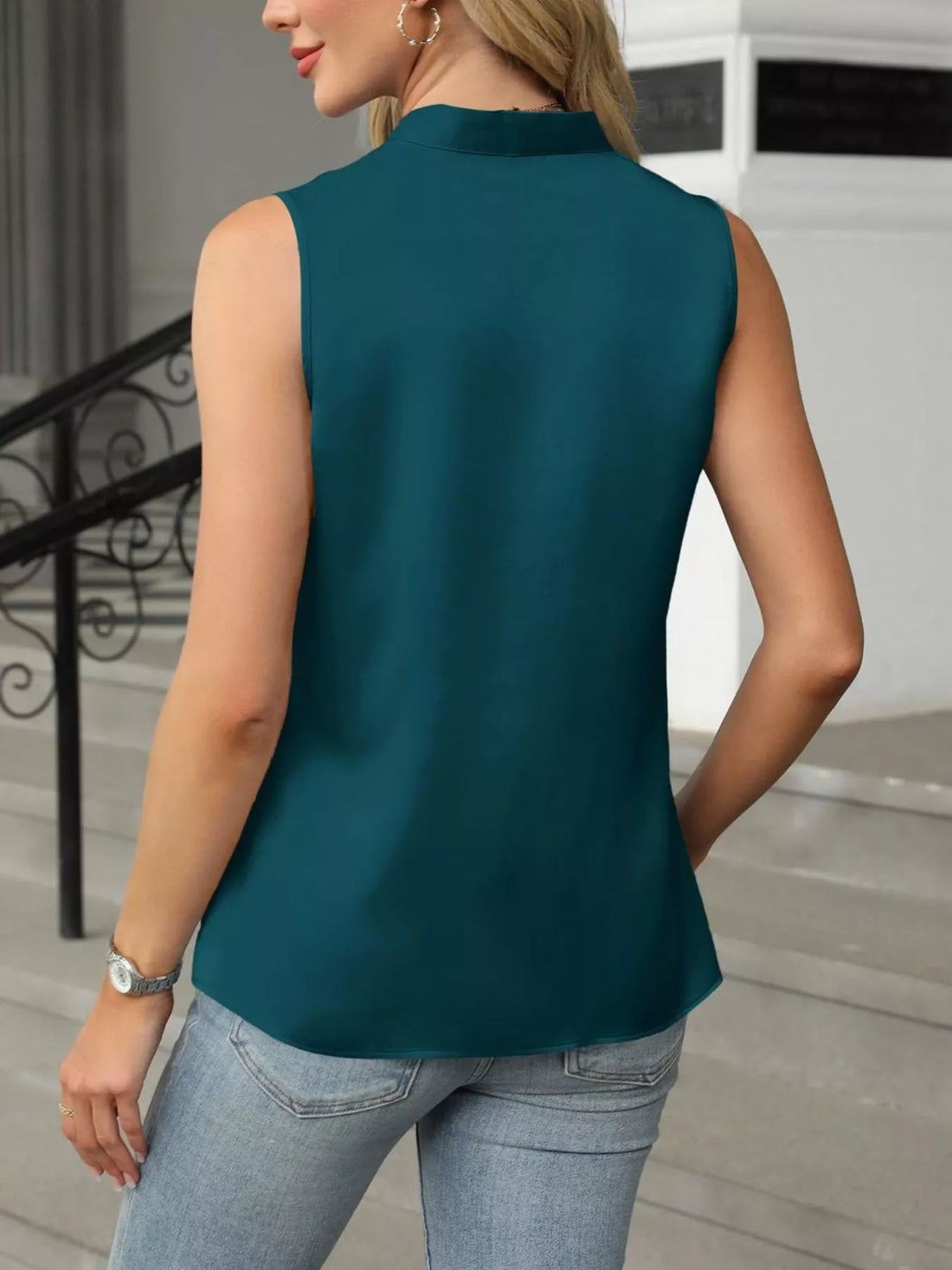 V-Neck Satin Tank - cas7m