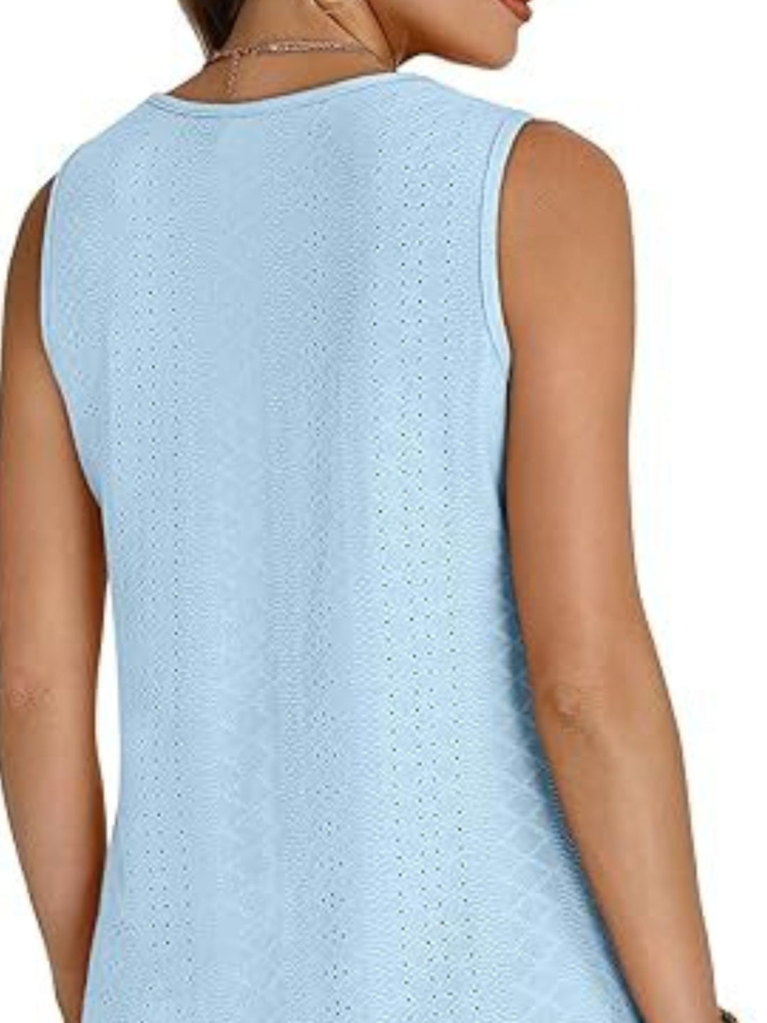 Eyelet V-Neck Tank - cas7m