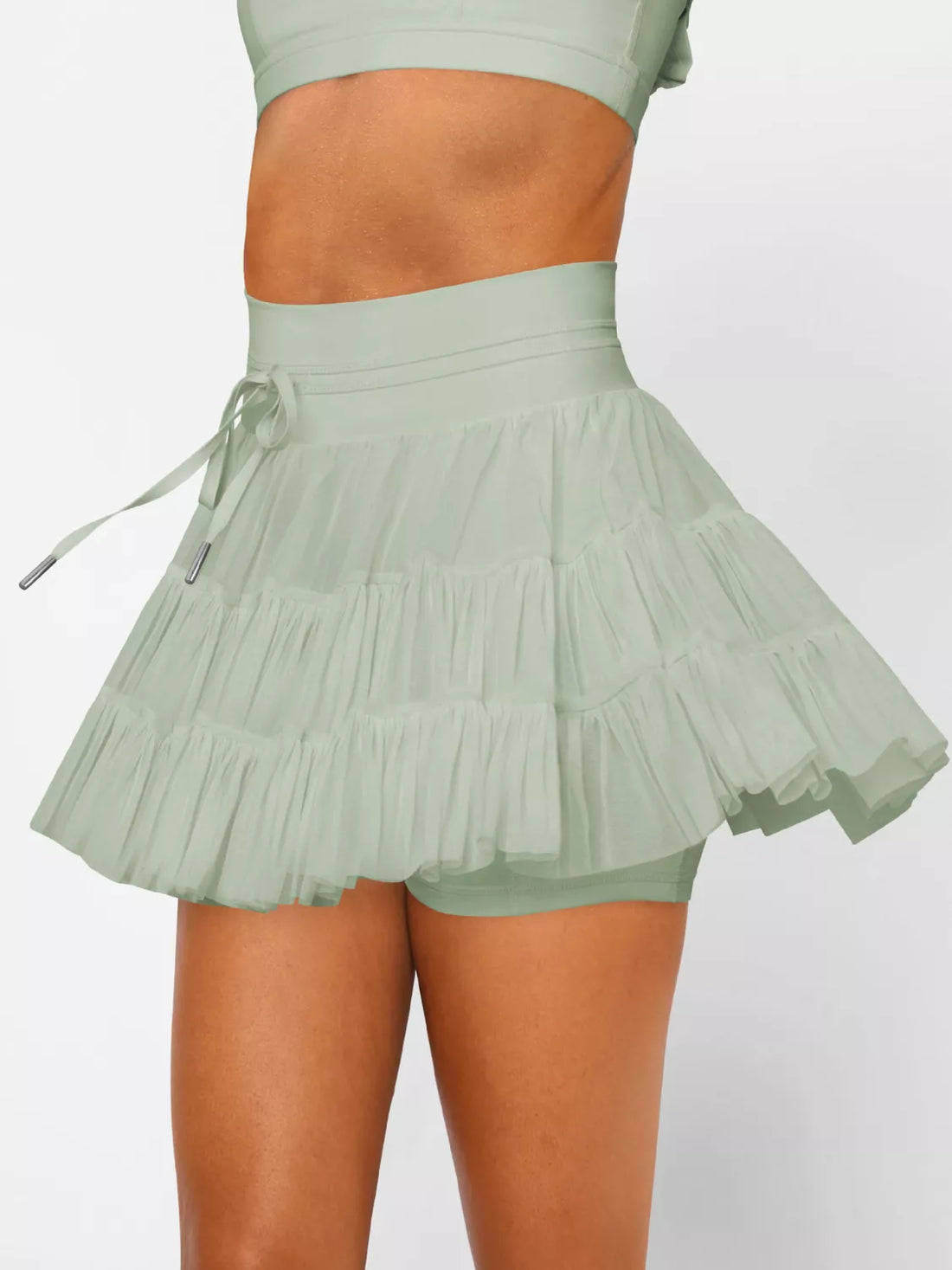 Tiered Skort with Drawstring - cas7m