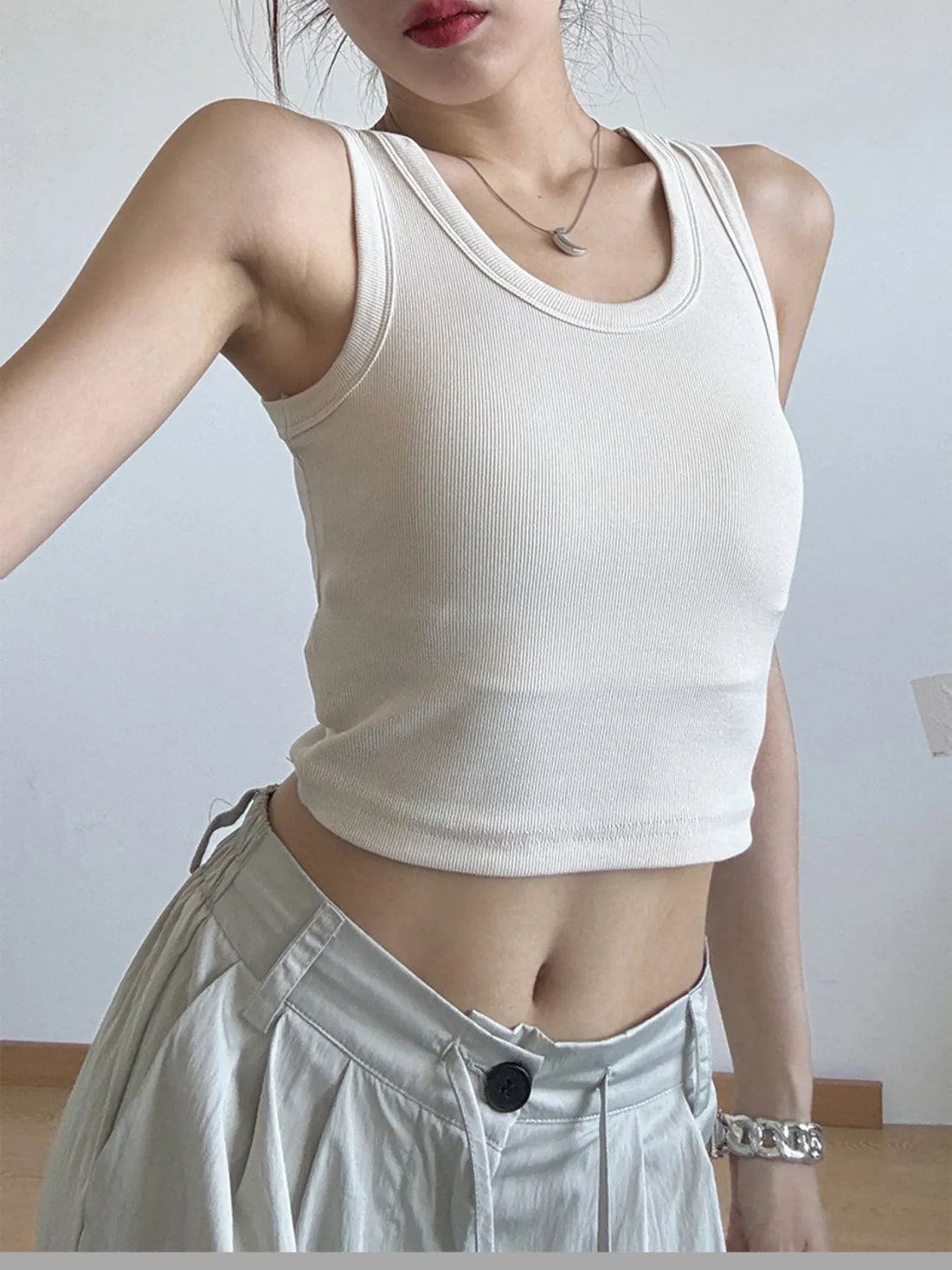 Ribbed Crop Tank Top - cas7m