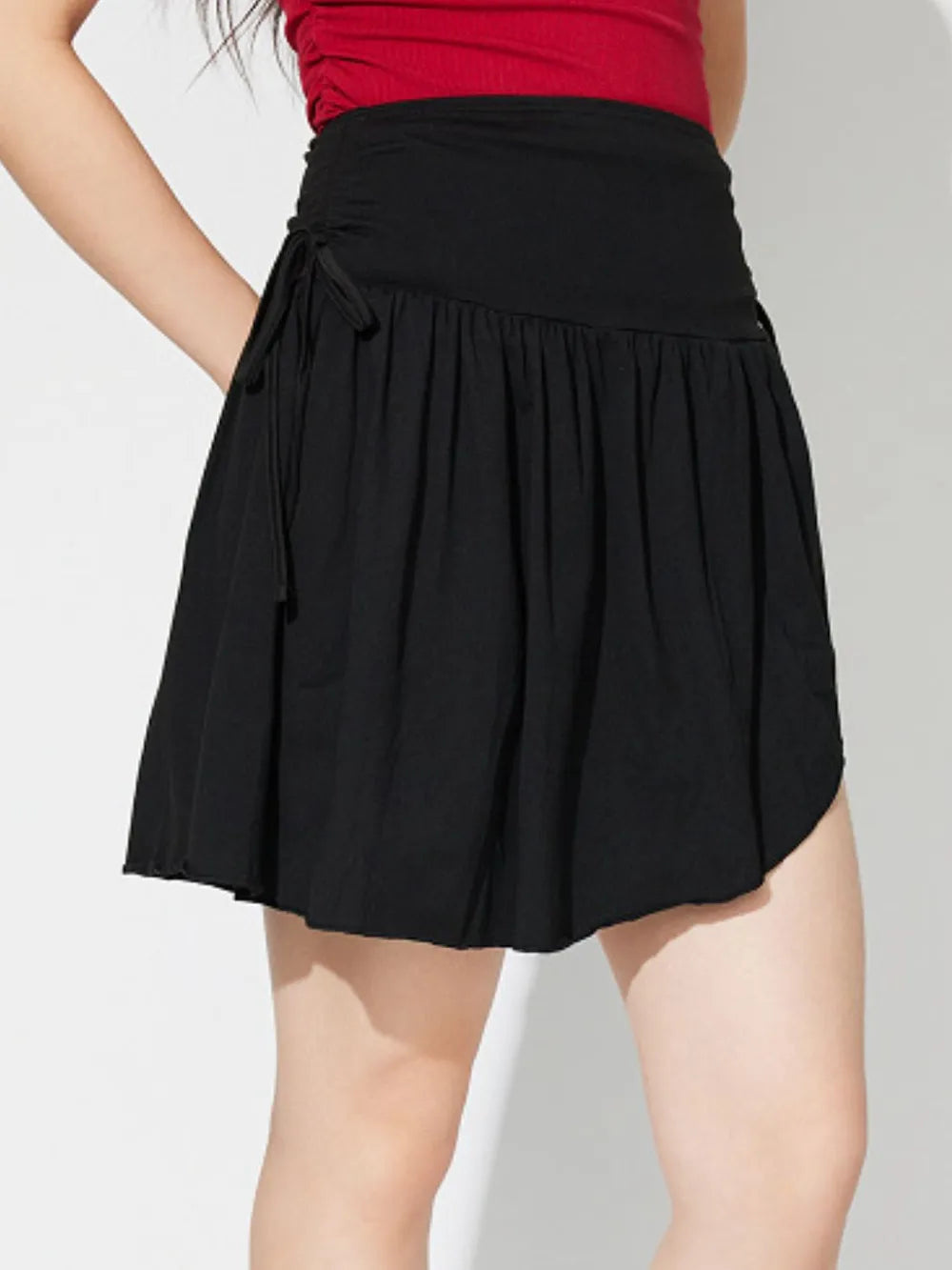 "women's asymmetric hem mini skirt side tie" - cas7m