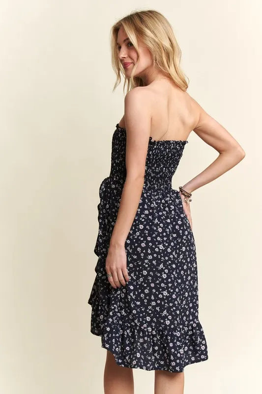 ADORA Smocked Floral Tube Dress with Pockets - cas7m