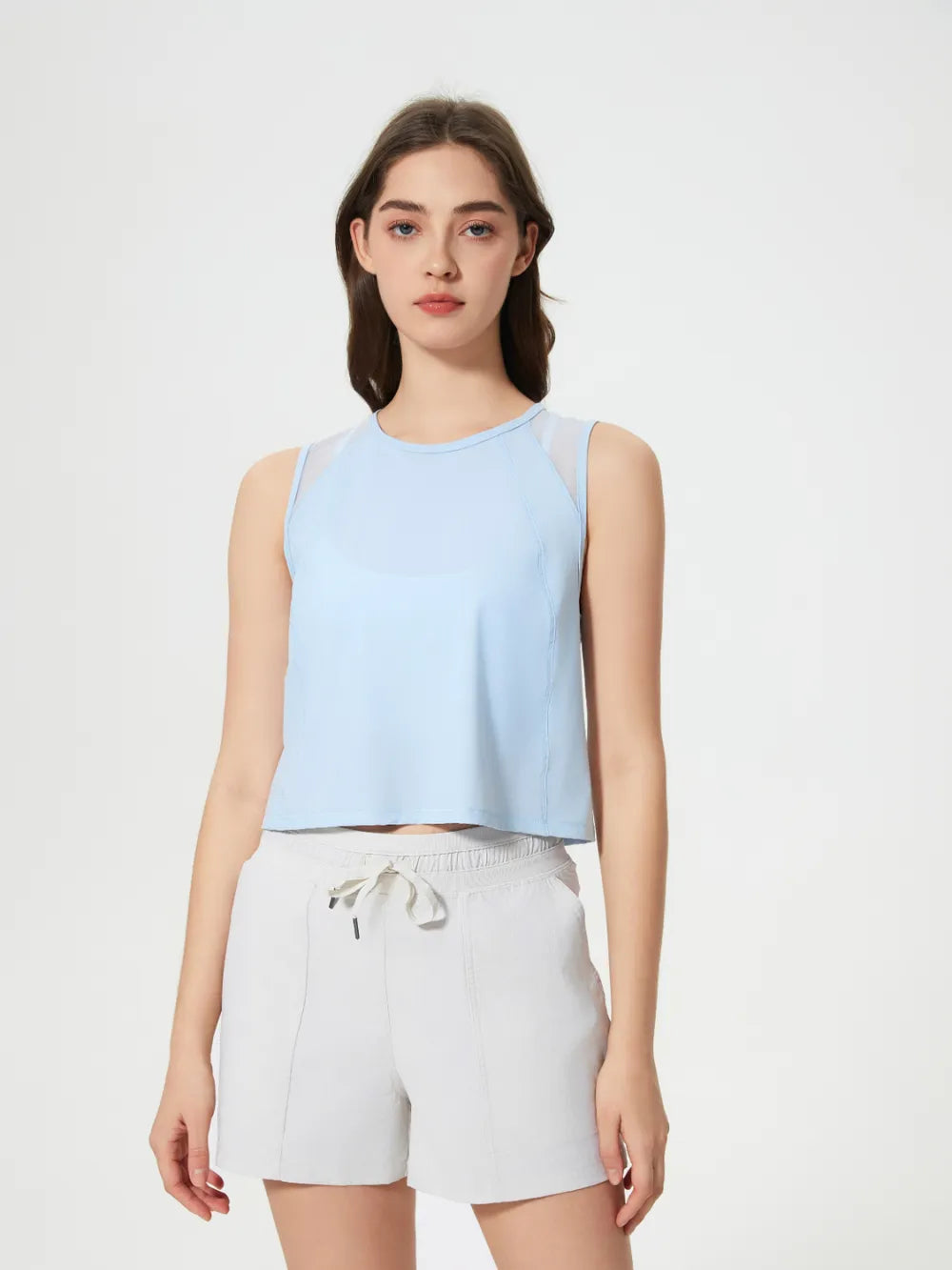 Millennia Round Neck Cropped Active Tank - cas7m