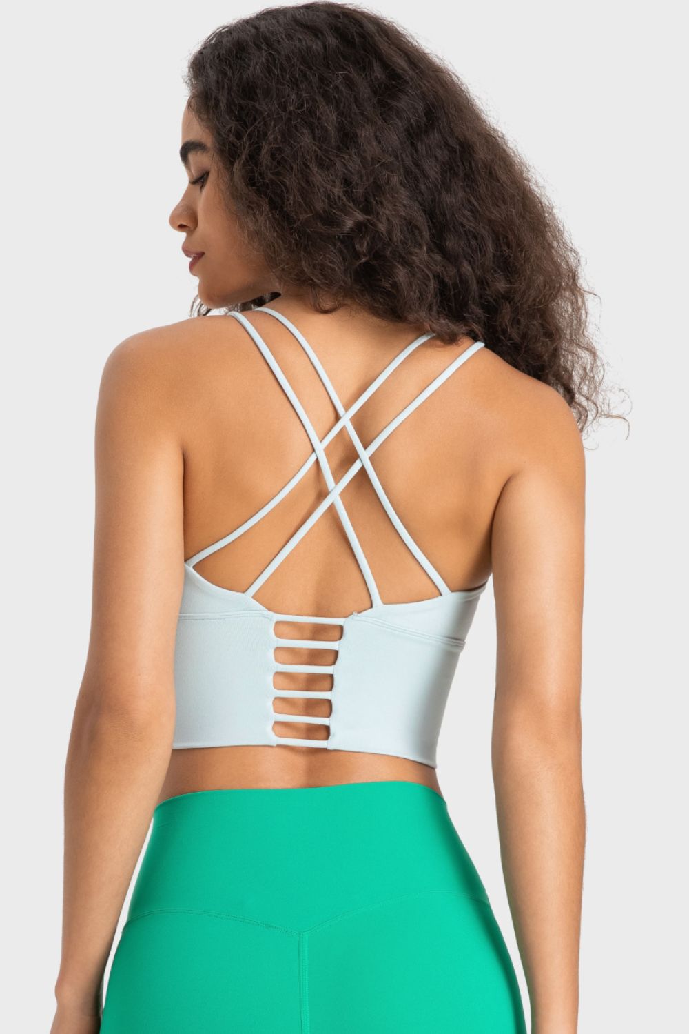Sporty Yoga Cutout Crisscross Top with Removable Padding - cas7m