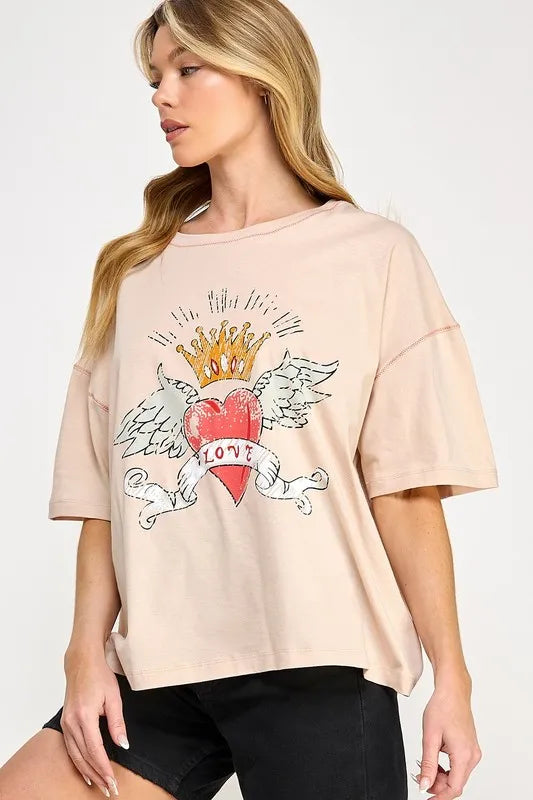 SAGE+FIG Love-Inpired Graphic Oversized T-Shirt - cas7m